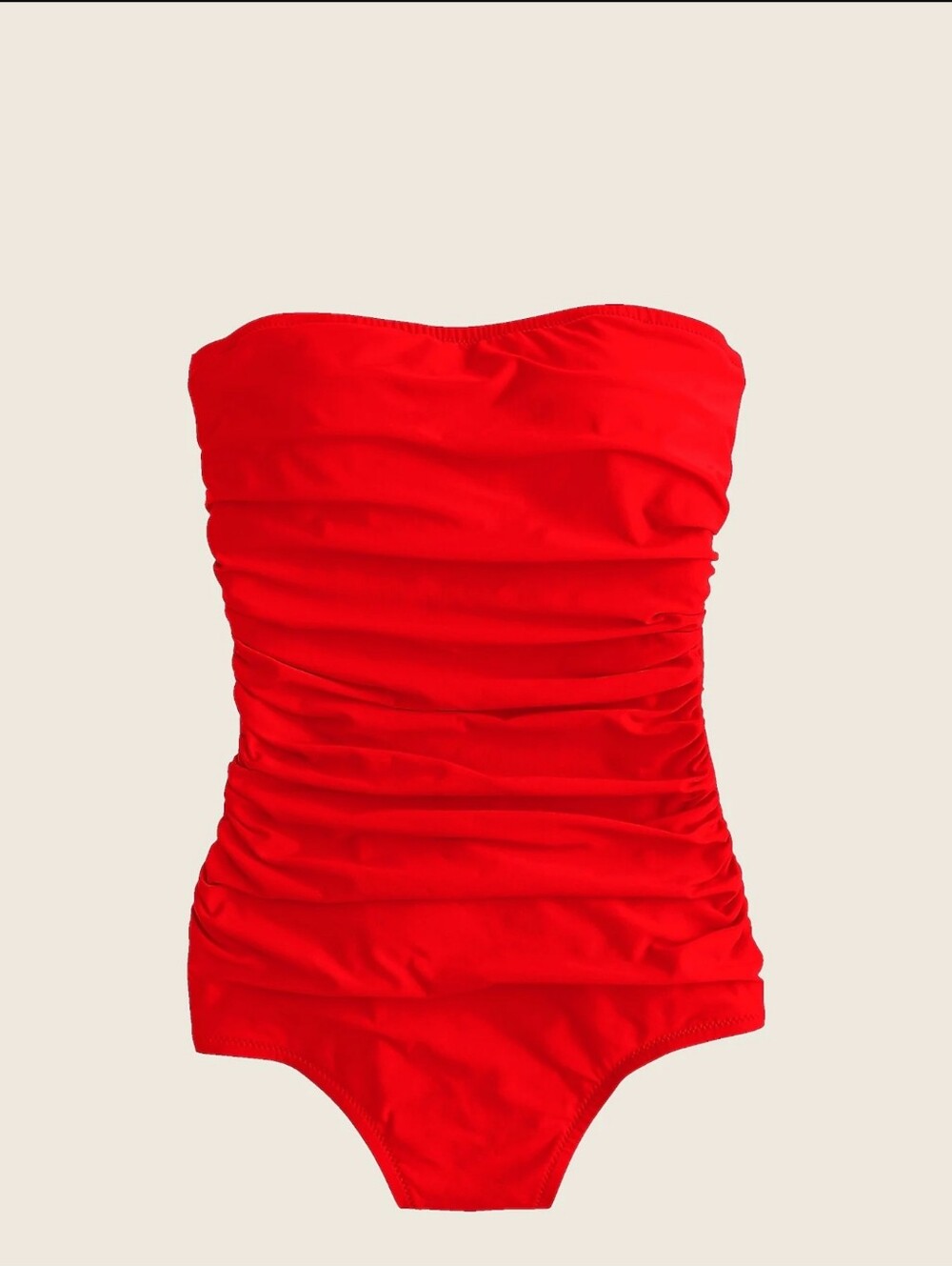 🔥 J. Crew Ruched Bandeau One-piece Swimsuit, Bright Red (4)